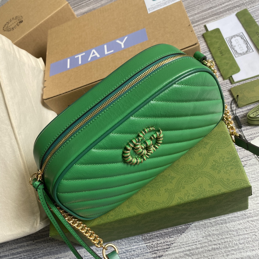 Gucci GG Marmont Small Matelasse Shoulder Bag 447632 Green